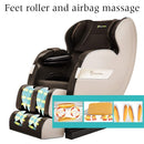 Real Relax Massage Chair, Full Body Zero Gravity Shiatsu Massage Recliner with Bluetooth Heat Foot Roller, FAVOR-03 Plus(Brown and Khaki) Brown
