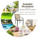 Set of 4 Patio Dining Chairs Stackable with Armrest and Backrest-Brown