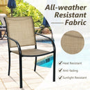 Set of 4 Patio Dining Chairs Stackable with Armrest and Backrest-Brown