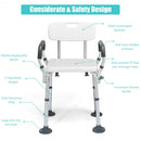Shower Chair Spa Bathtub with Removable Armrests and Back
