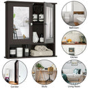 Bathroom Wall Mount Mirror Cabinet Organizer-Brown