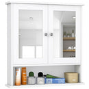 Bathroom Wall Mount Mirror Cabinet Organizer-White