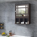 Wall Mounted and Mirrored Bathroom Cabinet-Brown