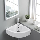 Wall Mount Corner Ceramic Vessel Sink Angled Art Basin