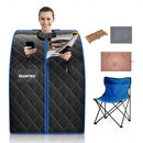 Portable Personal Far Infrared Sauna with Heating Foot Pad and Chair-Black