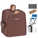800W 2 Person Portable Steam Sauna Tent SPA with Hat Side Holes 3L Steamer-Coffee