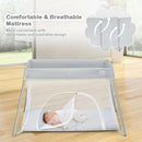 Lightweight Foldable Baby Playpen w- Carry Bag-Light Gray