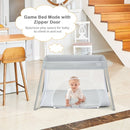 Lightweight Foldable Baby Playpen w- Carry Bag-Light Gray