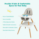 5-in-1 Baby Wooden Convertible High Chair -Gray