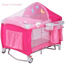 Foldable Baby Crib Playpen w- Mosquito Net and Bag-Pink