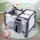 Foldable Travel Baby Crib Playpen Infant Bassinet Bed w- Carry Bag-Gray