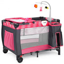 Foldable Travel Baby Crib Playpen Infant Bassinet Bed w- Carry Bag-Pink