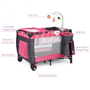 Foldable Travel Baby Crib Playpen Infant Bassinet Bed w- Carry Bag-Pink