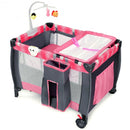 Foldable Travel Baby Crib Playpen Infant Bassinet Bed w- Carry Bag-Pink