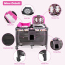 4-in-1 Convertible Portable Baby Playard Newborn Napper with Music and Toys-Pink