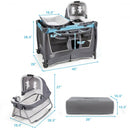 4-in-1 Convertible Portable Baby Play yard with Toys and Music Player-Blue