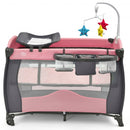 3 in 1 Baby Playard Portable Infant Nursery Center with Music Box-Pink