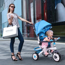 4-in-1 Detachable Baby Stroller Tricycle with Round Canopy -Blue