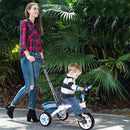 4-in-1 Detachable Baby Stroller Tricycle with Round Canopy -Blue
