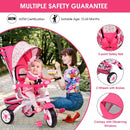 4-in-1 Detachable Baby Stroller Tricycle with Round Canopy -Pink