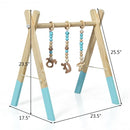 Portable 3 Wooden Newborn Baby Exercise Activity Gym Teething Toys Hanging Bar-Blue