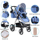 Folding Aluminum Baby Stroller Baby Jogger with Diaper Bag-Blue