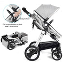 Folding Aluminum Baby Stroller Baby Jogger with Diaper Bag-Gray