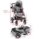 Folding Aluminum Baby Stroller Baby Jogger with Diaper Bag-Gray