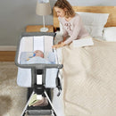 Adjustable Baby Bedside Crib with Large Storage-Dark Gray