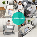Adjustable Baby Bedside Crib with Large Storage-Gray