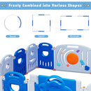 16-Panel Baby Playpen Safety Play Center with Lockable Gate-Blue