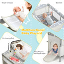 5-in-1  Portable Baby Beside Sleeper Bassinet Crib Playard with Diaper Changer-Beige