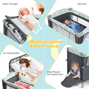 5-in-1  Portable Baby Beside Sleeper Bassinet Crib Playard with Diaper Changer-Gray