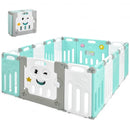 16-Panel Foldable Baby Playpen Kids Activity Centre-Green