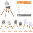 3-in-1 Convertible Wooden Baby High Chair-Gray