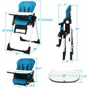 4 in 1 High Chair–Booster Seat with Adjustable Height and Recline-Navy