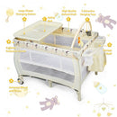 Portable Foldable Baby Playard Nursery Center with Changing Station-Beige