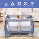 Portable Foldable Baby Playard Nursery Center with Changing Station-Gray