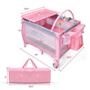 Portable Foldable Baby Playard Nursery Center with Changing Station-Pink