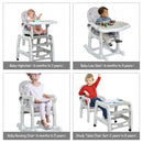 3 in 1 Baby High Chair with Lockable Universal Wheels-Gray
