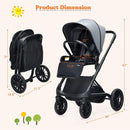 2 in 1 Convertible Baby Stroller with Oversized Storage Basket-Gray