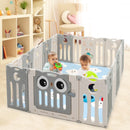16-Panel Baby Activity Center Play Yard with Lock Door -Beige
