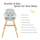 3 in 1 Convertible Wooden High Chair with Cushion-Gray