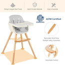 3 in 1 Convertible Wooden High Chair with Cushion-Gray