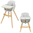 3 in 1 Convertible Wooden High Chair with Cushion-Gray