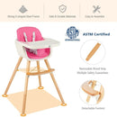 3 in 1 Convertible Wooden High Chair with Cushion-Pink