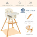 3 in 1 Convertible Wooden High Chair with Cushion-Beige