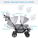 Foldable Lightweight Front Back Seats Double Baby Stroller-Gray