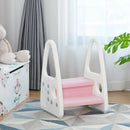 Kids Step Stool Learning Helper with Armrest for Kitchen Toilet Potty Training-Pink