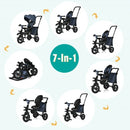 7-In-1 Baby Folding Tricycle Stroller with Rotatable Seat-Blue